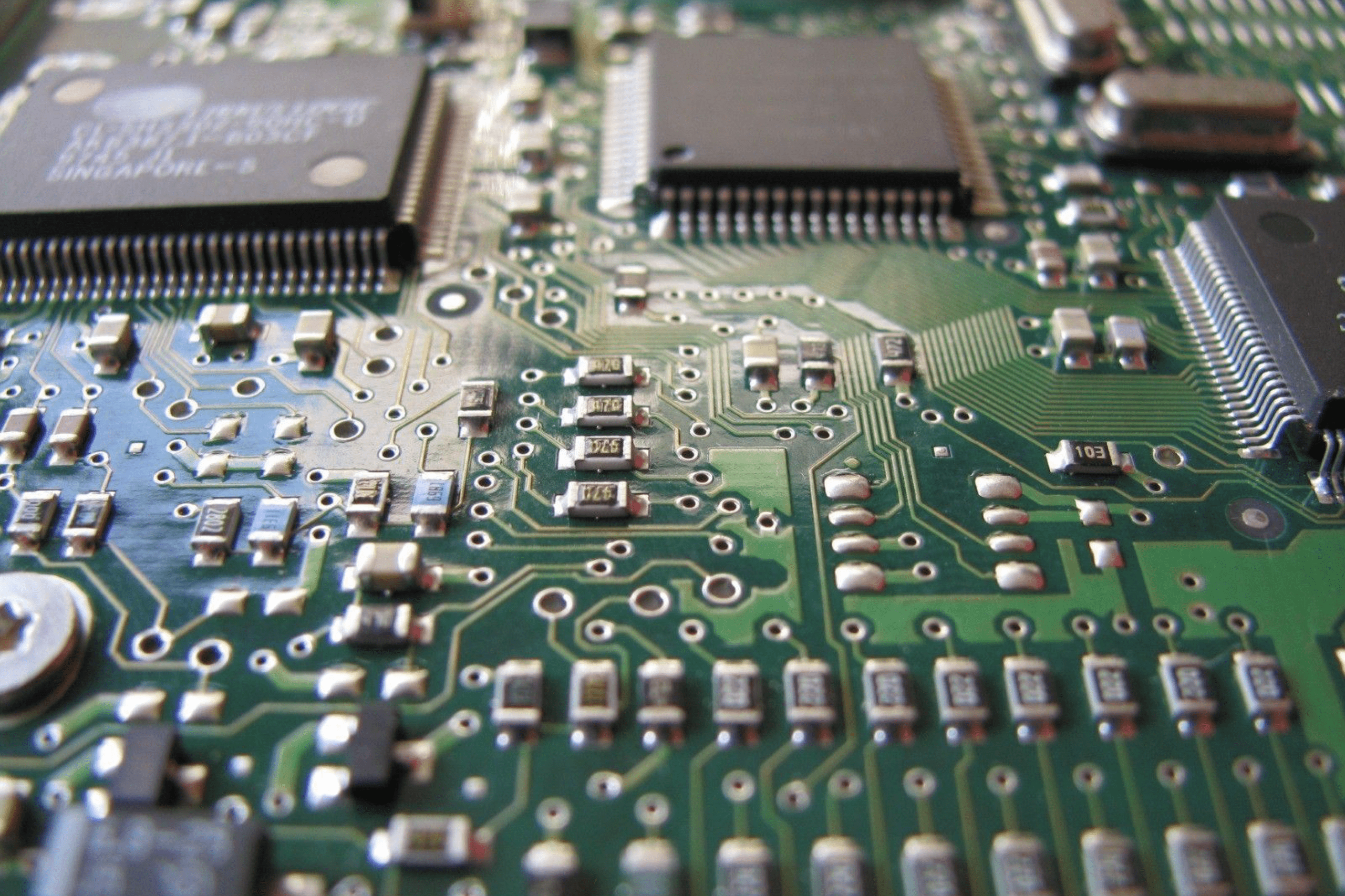 An up close image of a semiconductor